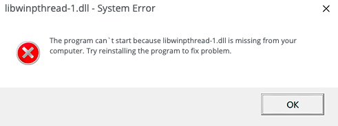 Libwinpthread-1.dll error