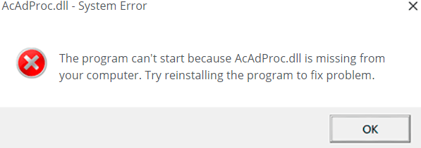 acadproc.dll missing download