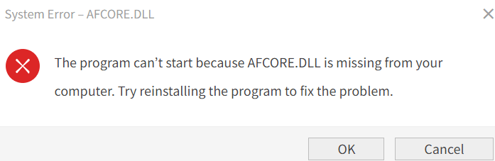 afcore.dll missing download